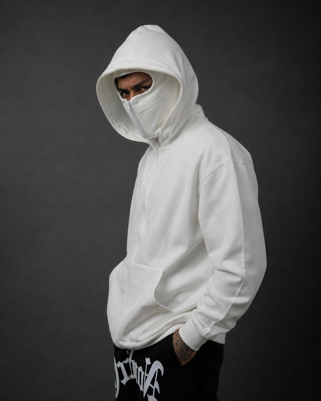 Hoodie Balaclava Blanco Hueso