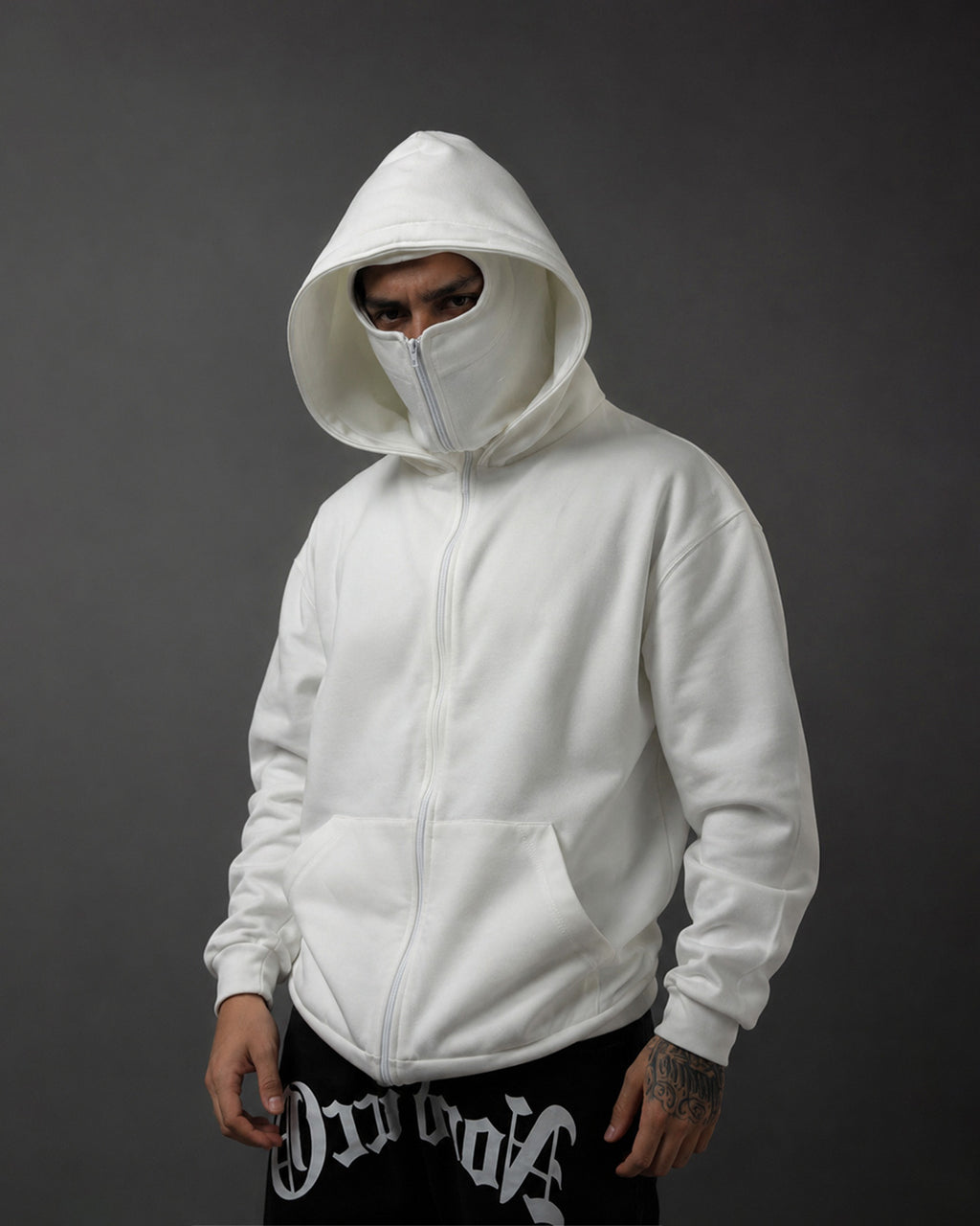 Hoodie Balaclava Blanco Hueso