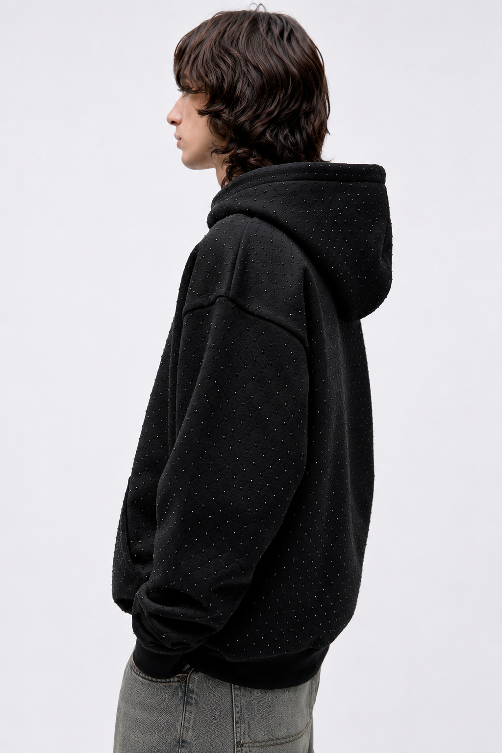 Hoodie Oversize Pedreria Negra