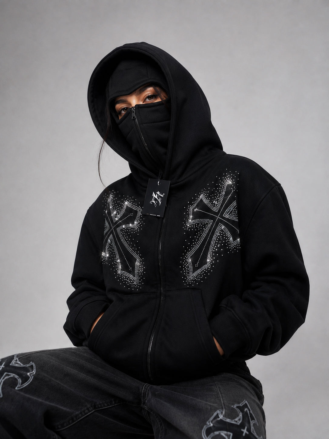 Hoodie Balaclava (Pedreria plata) Cross