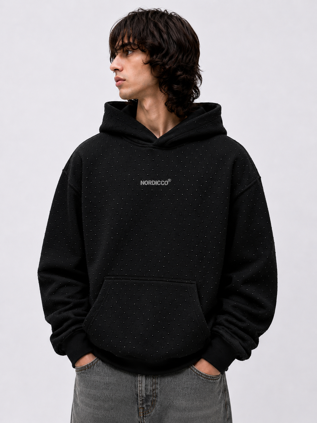 Hoodie Oversize Pedreria Negra
