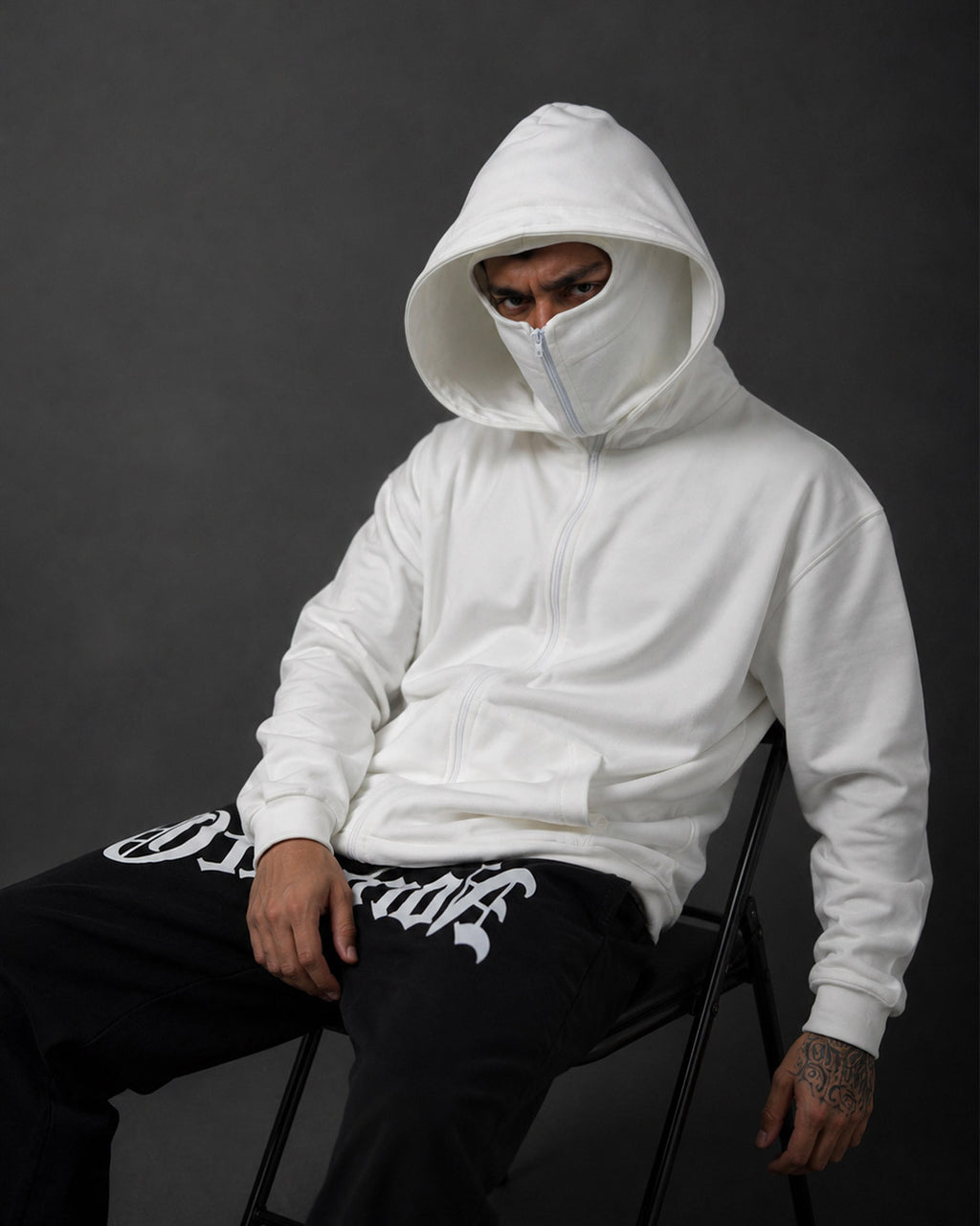 Hoodie Balaclava Blanco Hueso